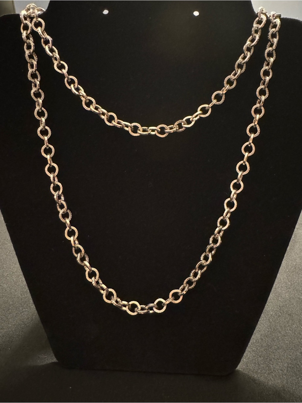 Silver Textured Rolo Link Necklace - Adjustable to 34”